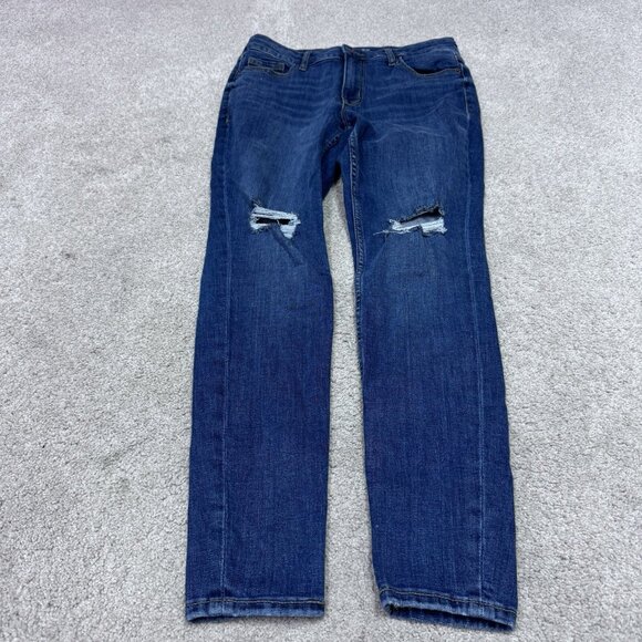 Old Navy Jeans Super Skinny High Rise Distressed Blue Pockets Size 4 Petite - Picture 1 of 12